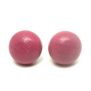 40s Pink Wood Button Clip On Earrings Germany